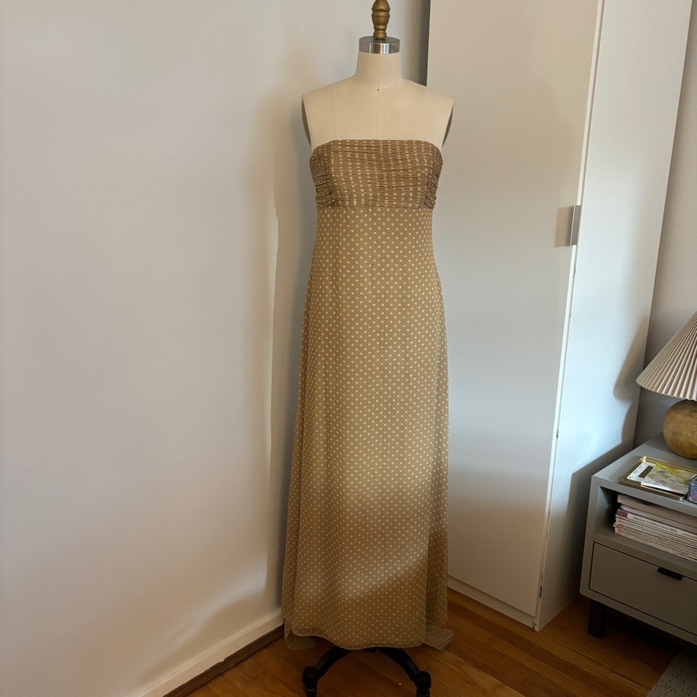 Melinda Eng Draped Scarf / Shawl Tan Polka Dot Dress - Picture 4 of 14